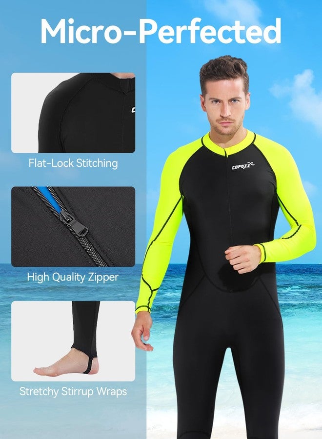COPOZZ Diving Skin, Men Women Youth Thin Wetsuit Rash Guard- Full Body UV Protection - for Diving Snorkeling Surfing Spearfishing Sport Skin (Black/Green, Large for Men) - Image 5